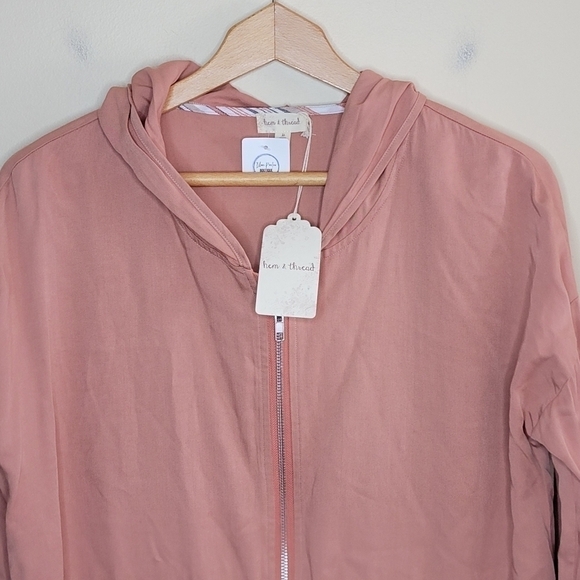 NWT Hem & Thread | Dusty Pink Lightweight Jacket with Roll Tab Sleeves - Picture 6 of 6